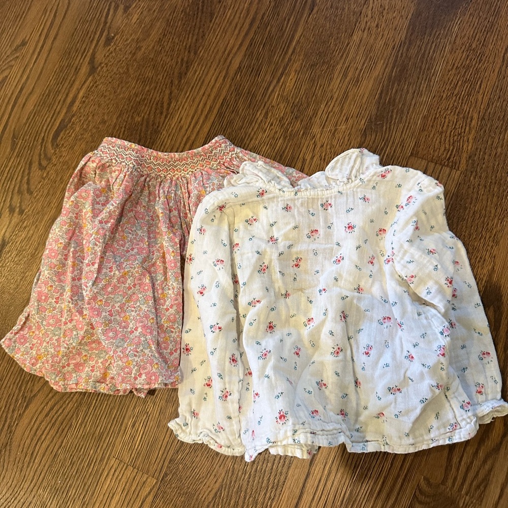 Bonpoint Floral Girls’ Blouses, Set of 2 - Pink and Cream